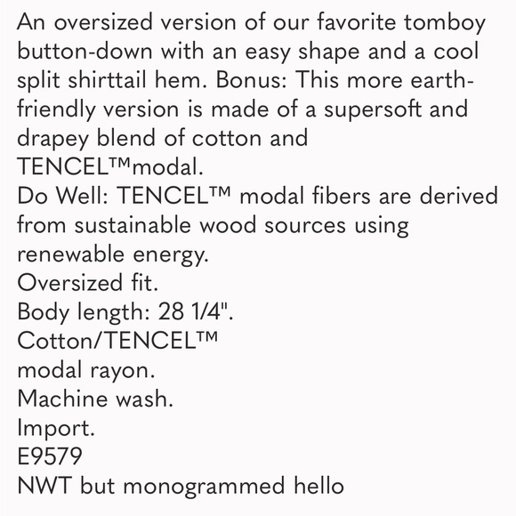 NWT Madewell White Cotton Button Down - Picture 5 of 5